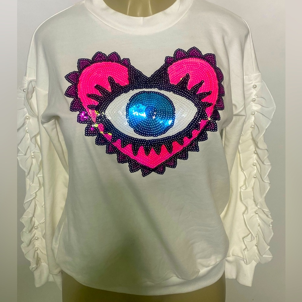 White Heart & Eye Sweatshirt